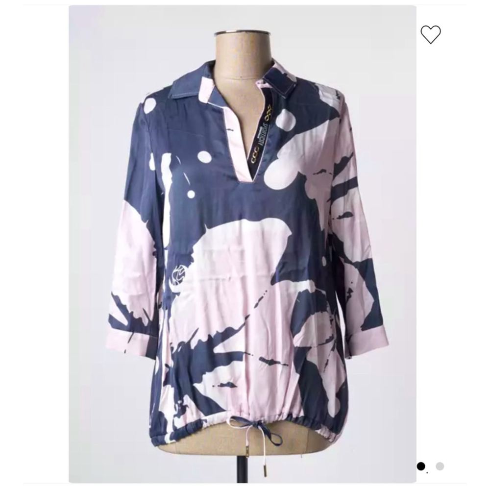 Sportalm silk blue pink Blouse 3/4 Sleeve Sporticity Top Size 6